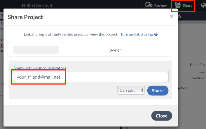 Overleaf - share
